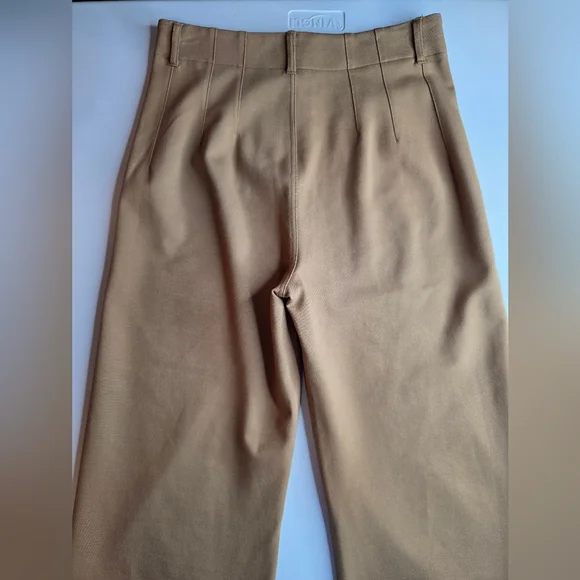Jones & Co Tan High Rise Wide Leg Ankle Trousers Stretch Thick Size 10 2250-Ai - Picture 9 of 12